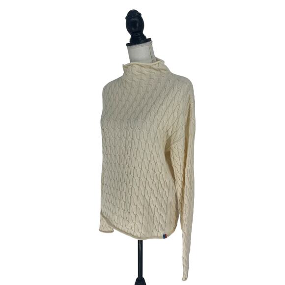KULE The Mirabelle Cream Mock Neck Cable Knit Cotton Sweater Size Medium - Picture 5 of 13